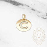 Pendant - 10K Yellow Gold "C" polished stencil letter style - PEG377
