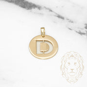 Pendentif - Or 10K jaune "D" style lettre au pochoir poli - PEG378