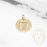 Pendant - 10K Yellow Gold "D" polished stencil letter style - PEG378
