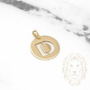 Pendentif - Or 10K jaune "D" style lettre au pochoir poli - PEG378