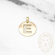 Pendant - 10K Yellow Gold "E" polished stencil letter style - PEG379