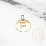 Pendant - 10K Yellow Gold "F" polished stencil letter style - PEG380