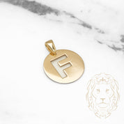 Pendentif - Or 10K jaune "F" style lettre au pochoir poli - PEG380