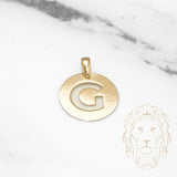 Pendant - 10K Yellow Gold "G" polished stencil letter style - PEG381