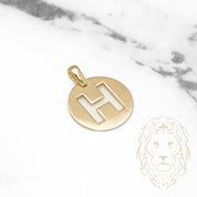 Pendant - 10K Yellow Gold "H" polished stencil letter style - PEG382