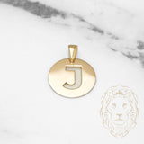 Pendant - 10K Yellow Gold "J" polished stencil letter style - PEG384