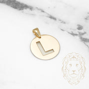 Pendant - 10K Yellow Gold "L" polished stencil letter style - PEG386