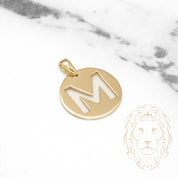 Pendant - 10K Yellow Gold "M" polished stencil letter style - PEG387