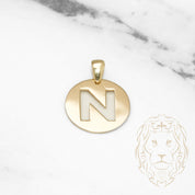 Pendant - 10K Yellow Gold "N" polished stencil letter style - PEG388