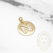 Pendant - 10K Yellow Gold "N" polished stencil letter style - PEG388