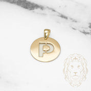 Pendentif - Or 10K jaune "P" style lettre au pochoir poli - PEG390