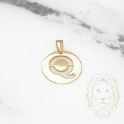 Pendant - 10K Yellow Gold "Q" polished stencil letter style - PEG391