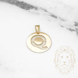 Pendant - 10K Yellow Gold "Q" polished stencil letter style - PEG391