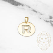 Pendentif - Or 10K jaune "R" style lettre au pochoir poli - PEG392