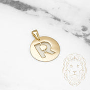 Pendentif - Or 10K jaune "R" style lettre au pochoir poli - PEG392
