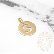 Pendant - 10K Yellow Gold "S" polished stencil letter style - PEG393