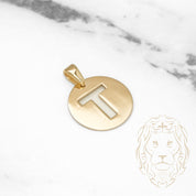 Pendant - 10K Yellow Gold "T" polished stencil letter style - PEG394