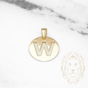 Pendant - 10K Yellow Gold "W" polished stencil letter style - PEG397