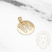 Pendant - 10K Yellow Gold "W" polished stencil letter style - PEG397