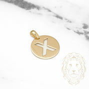 Pendant - 10K Yellow Gold "X" polished stencil letter style - PEG398