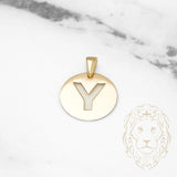 Pendant - 10K Yellow Gold "Y" polished stencil letter style - PEG399
