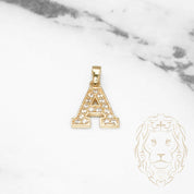 Pendentif - Or 10K jaune "A" style varsity pavé cz - PEG401