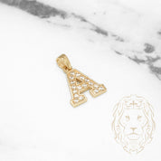 Pendentif - Or 10K jaune "A" style varsity pavé cz - PEG401