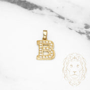 Pendant - 10K Yellow Gold "B" varsity style with cz pavement - PEG402