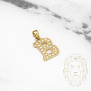 Pendant - 10K Yellow Gold "B" varsity style with cz pavement - PEG402