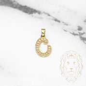 Pendentif - Or 10K jaune "C" style varsity pavé cz - PEG403