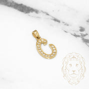 Pendentif - Or 10K jaune "C" style varsity pavé cz - PEG403