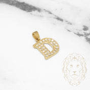 Pendant - 10K Yellow Gold "D" style varsity cz pavement - PEG404