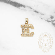 Pendentif - Or 10K jaune "E" style varsity pavé cz - PEG405