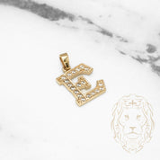 Pendentif - Or 10K jaune "E" style varsity pavé cz - PEG405