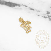 Pendant - 10K Yellow Gold "F" style varsity cz pavement - PEG406