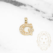 Pendant - 10K Yellow Gold "G" varsity style with cz pavement - PEG407