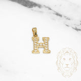 Pendant - 10K Yellow Gold "H" varsity style with cz pavement - PEG408