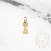 Pendant - 10K Yellow Gold "I" style varsity cz pavement - PEG409