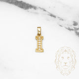 Pendant - 10K Yellow Gold "I" style varsity cz pavement - PEG409