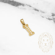 Pendant - 10K Yellow Gold "I" style varsity cz pavement - PEG409