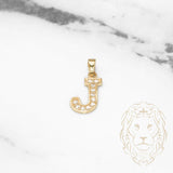 Pendentif - Or 10K jaune "J" style varsity pavé cz - PEG410