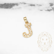Pendant - 10K Yellow Gold "J" varsity style with cz pavement - PEG410