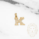 Pendentif - Or 10K jaune "K" style varsity pavé cz - PEG411
