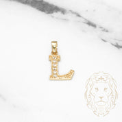 Pendentif - Or 10K jaune "L" style varsity pavé cz - PEG412