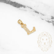 Pendentif - Or 10K jaune "L" style varsity pavé cz - PEG412