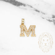 Pendentif - Or 10K jaune "M" style varsity pavé cz - PEG413