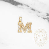 Pendentif - Or 10K jaune "M" style varsity pavé cz - PEG413