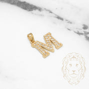 Pendentif - Or 10K jaune "M" style varsity pavé cz - PEG413