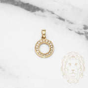 Pendant - 10K Yellow Gold "O" style varsity cz pavement - PEG415