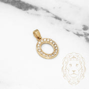 Pendant - 10K Yellow Gold "O" style varsity cz pavement - PEG415